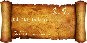 Kóti Iván névjegykártya