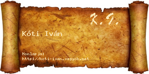 Kóti Iván névjegykártya